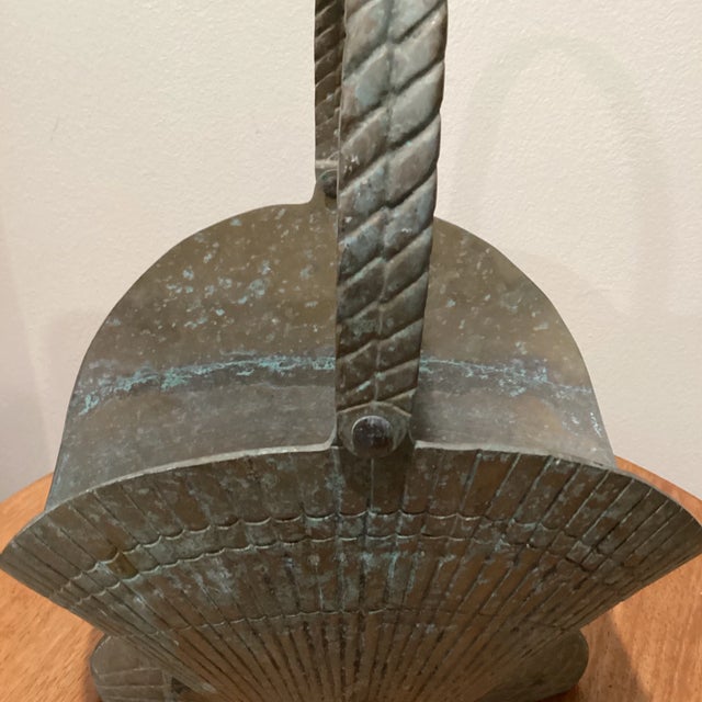 Vintage Brass Sea Shell Basket Pot Planter For Sale - Image 10 of 13