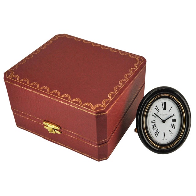 Black Baignoire Alarm Clock in 18ct Gold Plate & Brass from Cartier, Swiss, 1980s, Set of 2 For Sale - Image 8 of 11