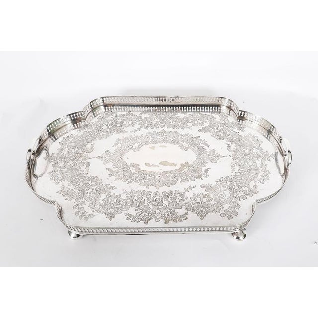 This is a lovely antique Edwardian silver-plated gallery tray with beautiful engraved decoration, by James Deakin & Son,...