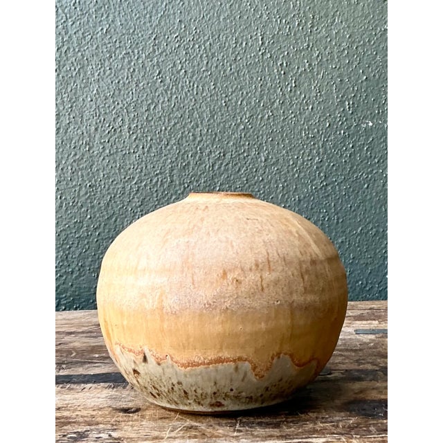 Vintage Earth Tone Ceramic Vessel For Sale - Image 9 of 12