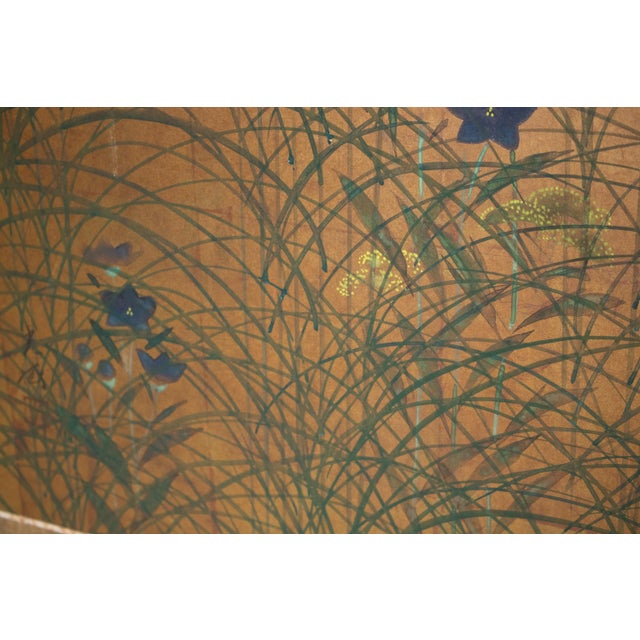 Copper "Quails and Pampas Grass" by Koga, 1970s Showa Era Japanese Byobu Screen For Sale - Image 8 of 18