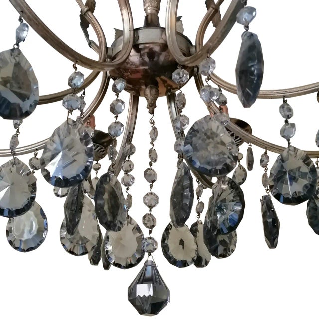 Eight-Light Chandelier with Smoked Crystal Drop Pendants, 1950s, in Flawless conditions. Designed 1950 to 1959 Up to 250V...