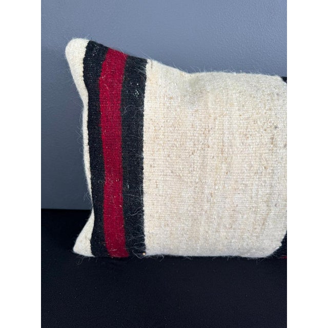 Contemporary Turkish Hemp Pillow Cushion Natural Beige Red Pillow Cushion Cover 16" x 24" For Sale - Image 3 of 4