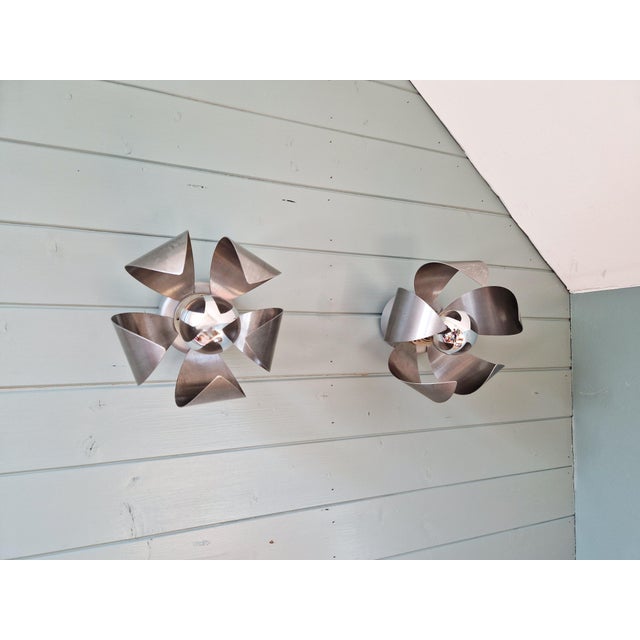 Space Age Chrome Metal Wall Sconces, 1970s, Set of 2 For Sale - Image 10 of 13