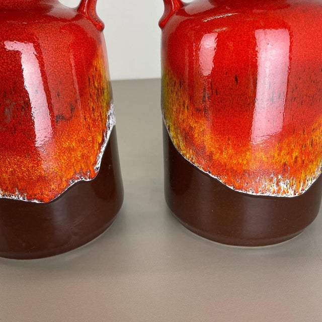 Fat Lava Op Art Pottery Multi-Color Vases from Jasba Ceramics Germany, 1970s, Set of 2 For Sale - Image 11 of 18