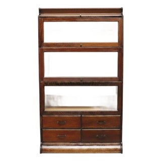 Arts & Crafts Camden Cabinet Co. Oak 5-Stack & 4-Drawer Barrister Bookcase C1920 For Sale