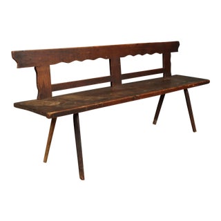 Continental 19th Century Country Wooden Bench For Sale