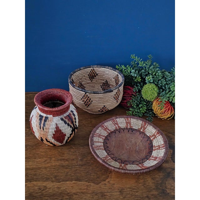 1980s Zulu Handwoven Ilala Palm Basketry Trio, Organic Sculptural Forms For Sale - Image 16 of 16