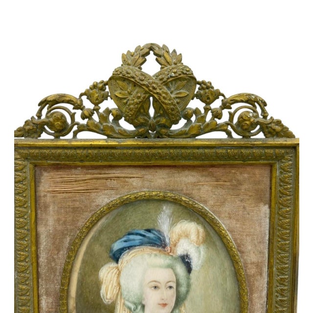 Late 18th Century Antique Marie Antoinette Miniature Portrait by Gerard French Gilt Framed Signed For Sale - Image 5 of 12