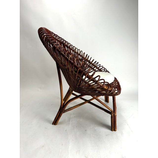 1950s Mid-Century Italian Bamboo Shell Armchair, 1950s For Sale - Image 5 of 10