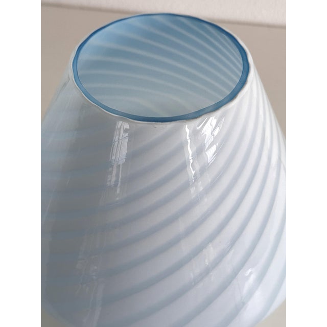Vintage Italian Mushroom Table Lamps in Blue Swirl Glass, 1970s, Set of 2 For Sale - Image 12 of 16