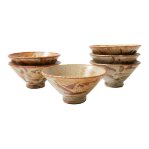 Speckled Terra Cotta Pottery Rice Bowls - Set of 6