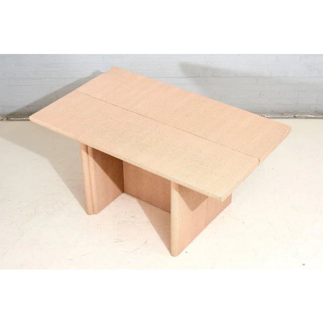 Beige Convertible Grassclosth Console/Dining Table, 1970 For Sale - Image 8 of 13