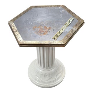 Metal Pedestal Table With Ceramic Base For Sale