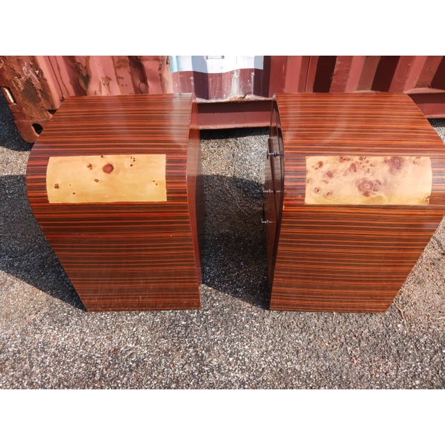 Late 20th Century Late 20th Century Art Deco Bentwood 3 Drawer Nightstands, Pair For Sale - Image 5 of 6