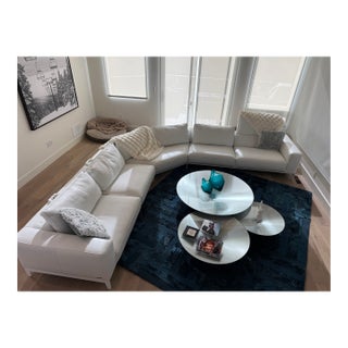 Stunning Roche Bobois White Leather Sectional For Sale