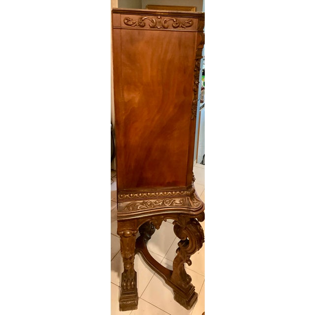 Early 20th Century Drinks Cabinet Bar Hand Carved Walnut William and Mary Style Cabinet on Stand For Sale - Image 10 of 12