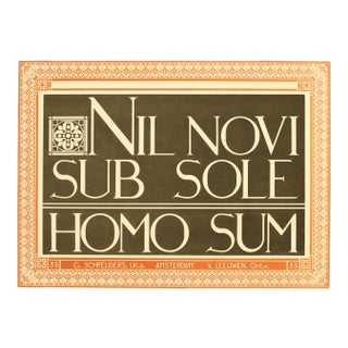 1907 Dutch Letterpress Sheet, Matted (Nil Novi Sub Sole Homo Sum) For Sale
