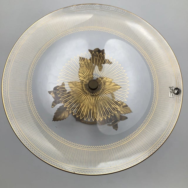 Metal Italian Flamingo Gold Barrel Crystal Tole Cake/Dessert Plate For Sale - Image 7 of 13