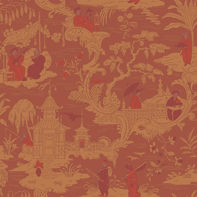 Sample Chinese Toile Red Cole Sons Chinoiserie Wallpaper Chairish Red is the most prominent colour used in chinese design as it the sign of good luck in the chinese culture. sample chinese toile red cole sons chinoiserie wallpaper