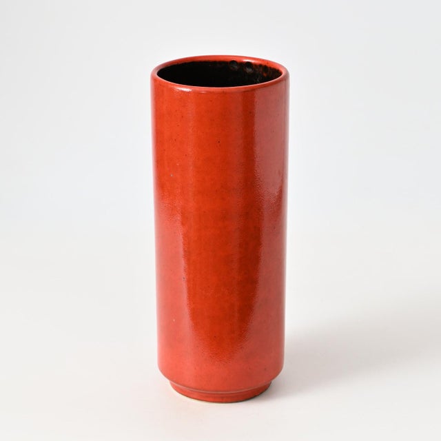 German Orange Ceramic Vase, 1970s For Sale - Image 9 of 10