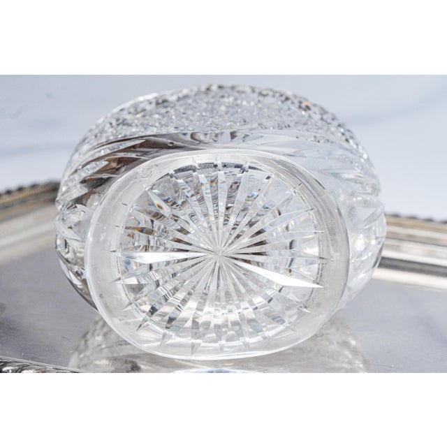 Stunning Edwardian Antique Cut Crystal Perfume Cologne Bottle Sterling Silver Lid Antique Luxury Home Vanity Dressing Table Décor For Sale - Image 16 of 16