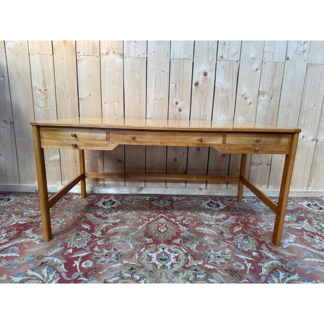 Brown Scandinavian Style Flat Desk in Walnut and Oak attributed to Petersen Bernt, 1960s For Sale - Image 8 of 8