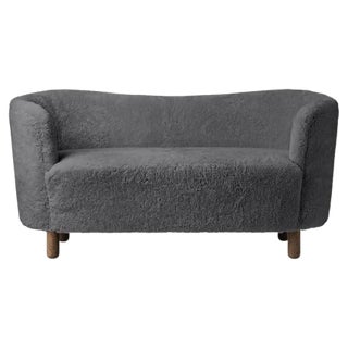 Antrachite Sheepskin and Smoked Oak Mingle Sofa by Lassen For Sale