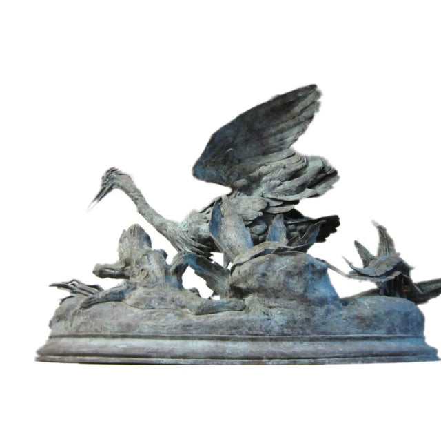 Realism French 19th Century Bronze Sculptures of Herons by Jules Moigniez - a Pair For Sale - Image 3 of 13