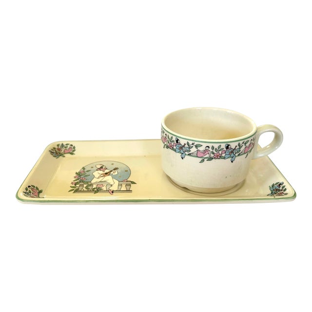 Gien Pierrot Et Columbine French Breakfast/Luncheon Set For Sale