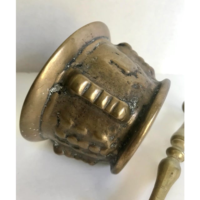 19th Century Solid Brass Mortar and Pestle Set For Sale In Los Angeles - Image 6 of 8
