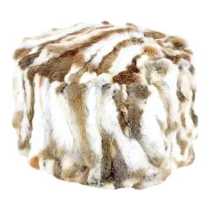 Vintage Genuine Fur Pouf Ottoman
