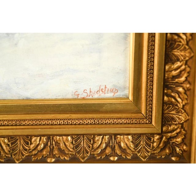 Vintage Winter Scene Painting by George Skodstrup For Sale - Image 4 of 5