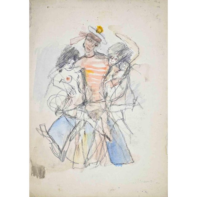 Charcoal, pencil and watercolor drawing on paper. Hand signed in pencil lower right. Very good condition. This piece is...