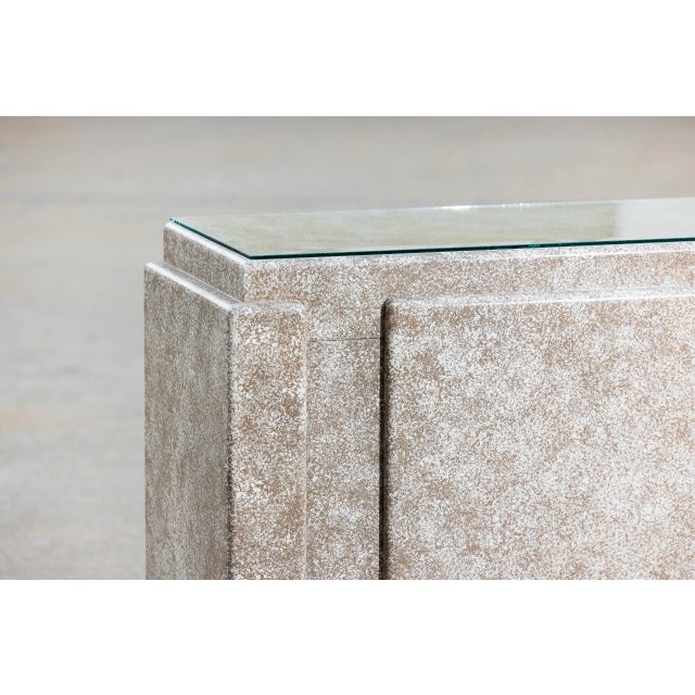 Mid-Century Modern Vintage Postmodern 80s-90s Credenza Cabinet With Glass Top For Sale - Image 3 of 16