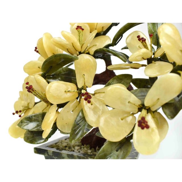 Mid-Century Handmade Natural Jade Semi Precious Stones Bonsai Flower Tree Sculpture For Sale - Image 11 of 13