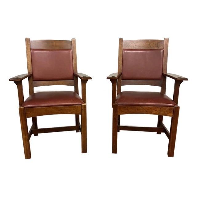 Stickley Upholstered Cottage Chairs - Arm Chairs - A Pair For Sale