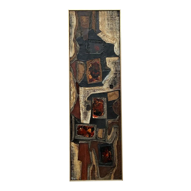 Vintage MCM Impasto Abstract Oil on Canvas For Sale