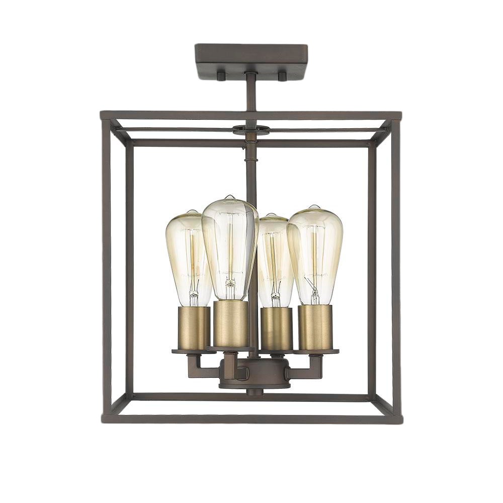 Brooklyn 4 Light Semi Flush Ceiling Oiled Bronze And Antique