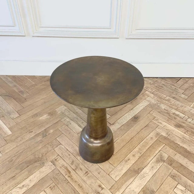 Metal Distressed Metal Side Table With Antique Finish For Sale - Image 7 of 7