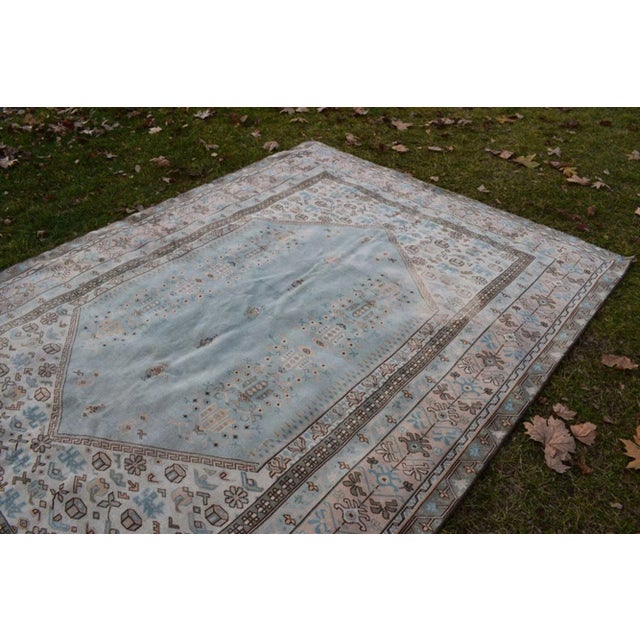 Modern ative Turkish Soft Muted Color Oushak Dining Room Rug - 6′ × 8′8″ For Sale - Image 3 of 11