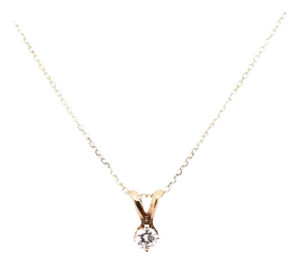14 Karat Yellow Gold Necklace With Round Diamond Pendant
