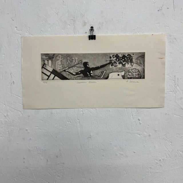 Paper Aesthetic Battle 7/16 Signed P. Schaewe Print Artwork on Paper For Sale - Image 7 of 7