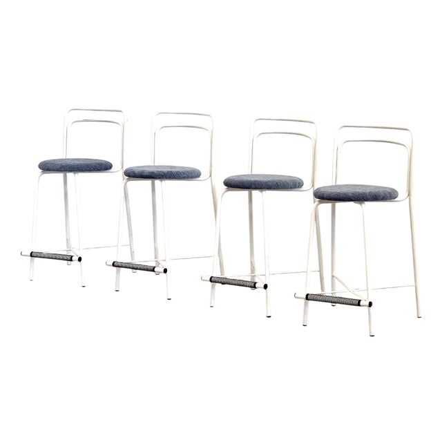 Metal and Fabric Stools, Set of 4 For Sale