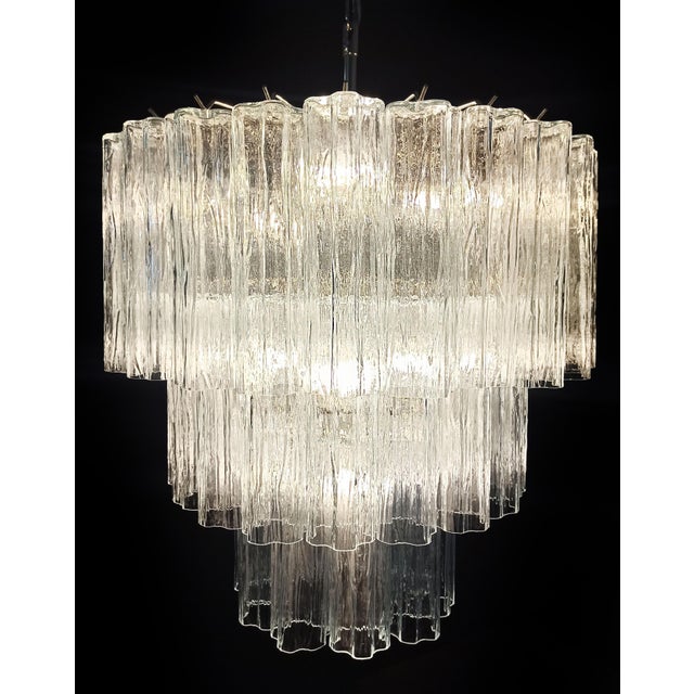 Large Three-Tier Murano Glass Tube Chandelier, 1990s For Sale - Image 12 of 15