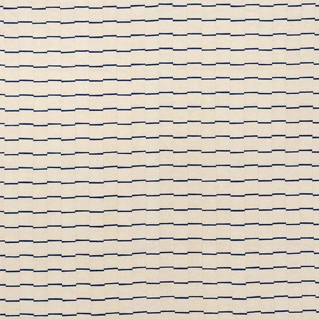 Sample - Schumacher X David Kaihoi Lines Fabric in Blue For Sale