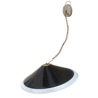 Vintage 1960s Large Black and White Murano Glass Pendant by Noti Massari for Leucos For Sale