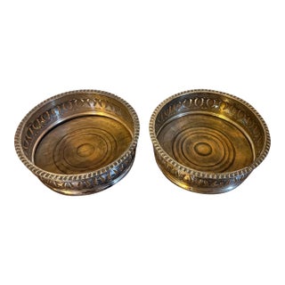 Antique 19th Century English Regency Old Sheffield Silver Plate on Copper Wine Coasters - a Pair For Sale