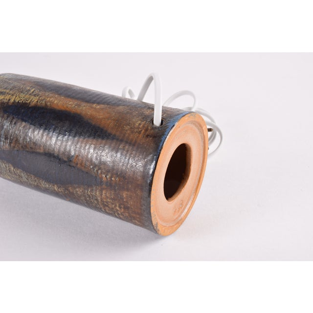 Mid-Century Modern Danish Studio Pottery Table Lamp with Graphic Hand-Painted Decor by Kai Klinge, 1960 For Sale - Image 9 of 12