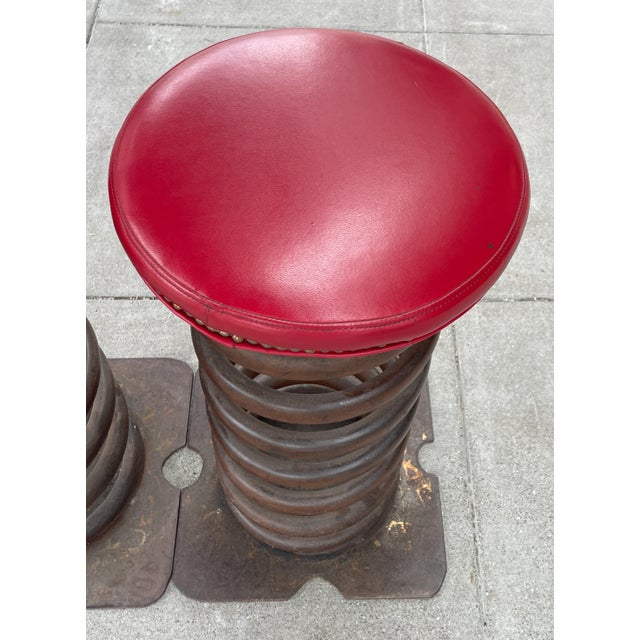 Metal Pair of Industrial Springs Stools For Sale - Image 7 of 9